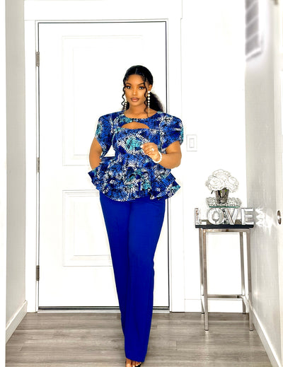 "Bloom" Ankara Peplum Top and Trouser Pants