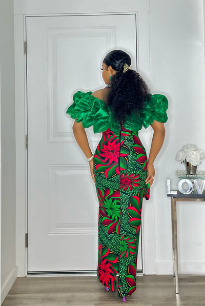 Luxury Puffy Ruffles Off Shoulder "Riri" Ankara Dress