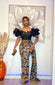 Ankara "Deux Pagne" Ruffle Sleeves Dress