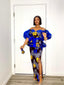 Ankara two piece set "Kin” Puffy sleeves top and front slitted skirt.