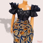 Ankara "Deux Pagne" Ruffle Sleeves Dress